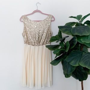 NEW with tags Gold Sequin & Cream cocktail dress